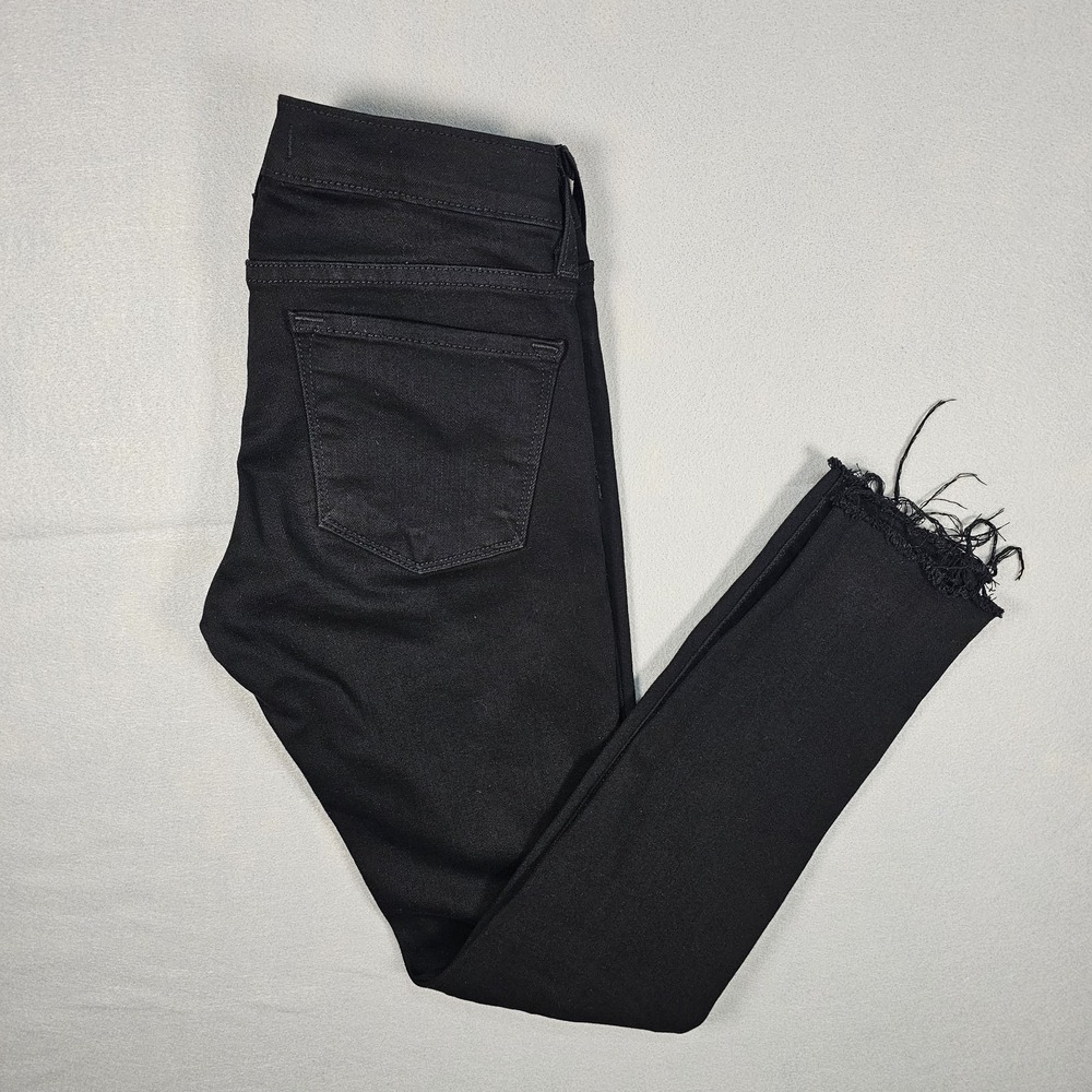 Flying Monkey Womens Size 24 Black Distressed Skinny Jeans Raw Hem Stretch L8154